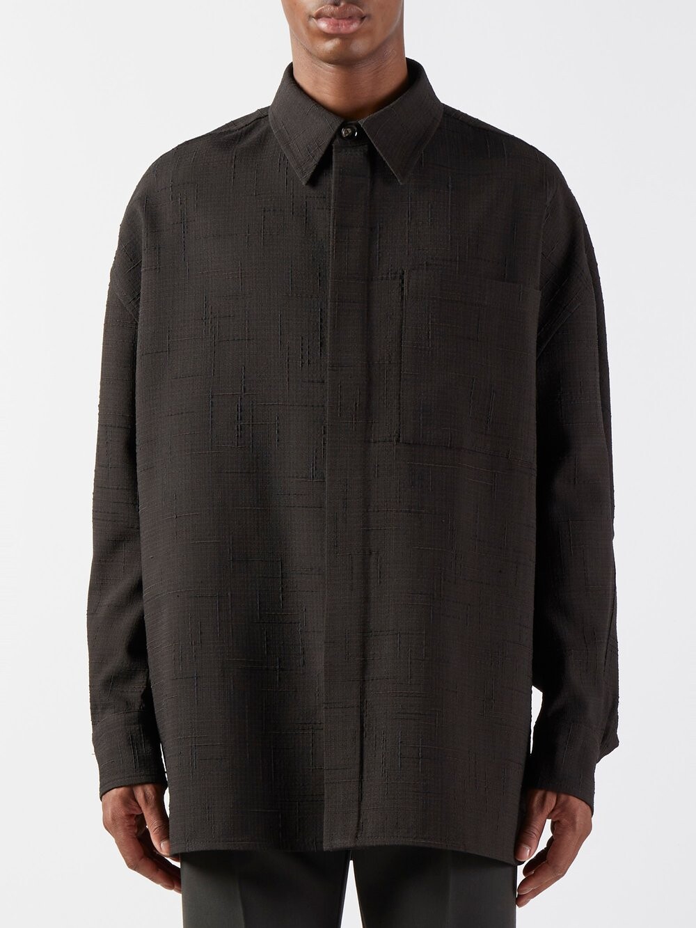 

Рубашка оверсайз criss cross из жаккардового жаккарда Bottega Veneta, коричневый