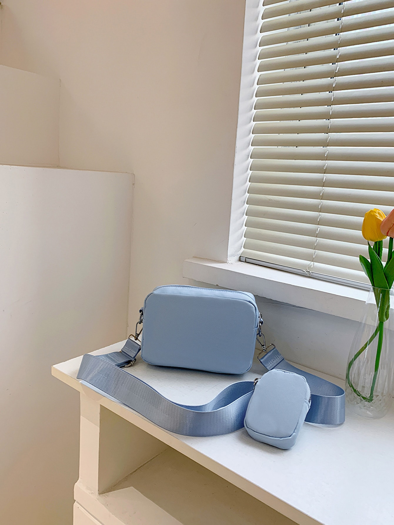 Мини-минималистичная квадратная сумка с сумочкой, голубые квадратная сумка с мини стежкой коричневый