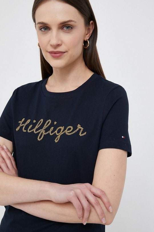 

Хлопковая футболка Tommy Hilfiger, темно-синий