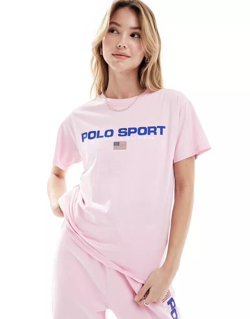 

Розовая футболка с логотипом на груди Polo Ralph Lauren Sport Capsule