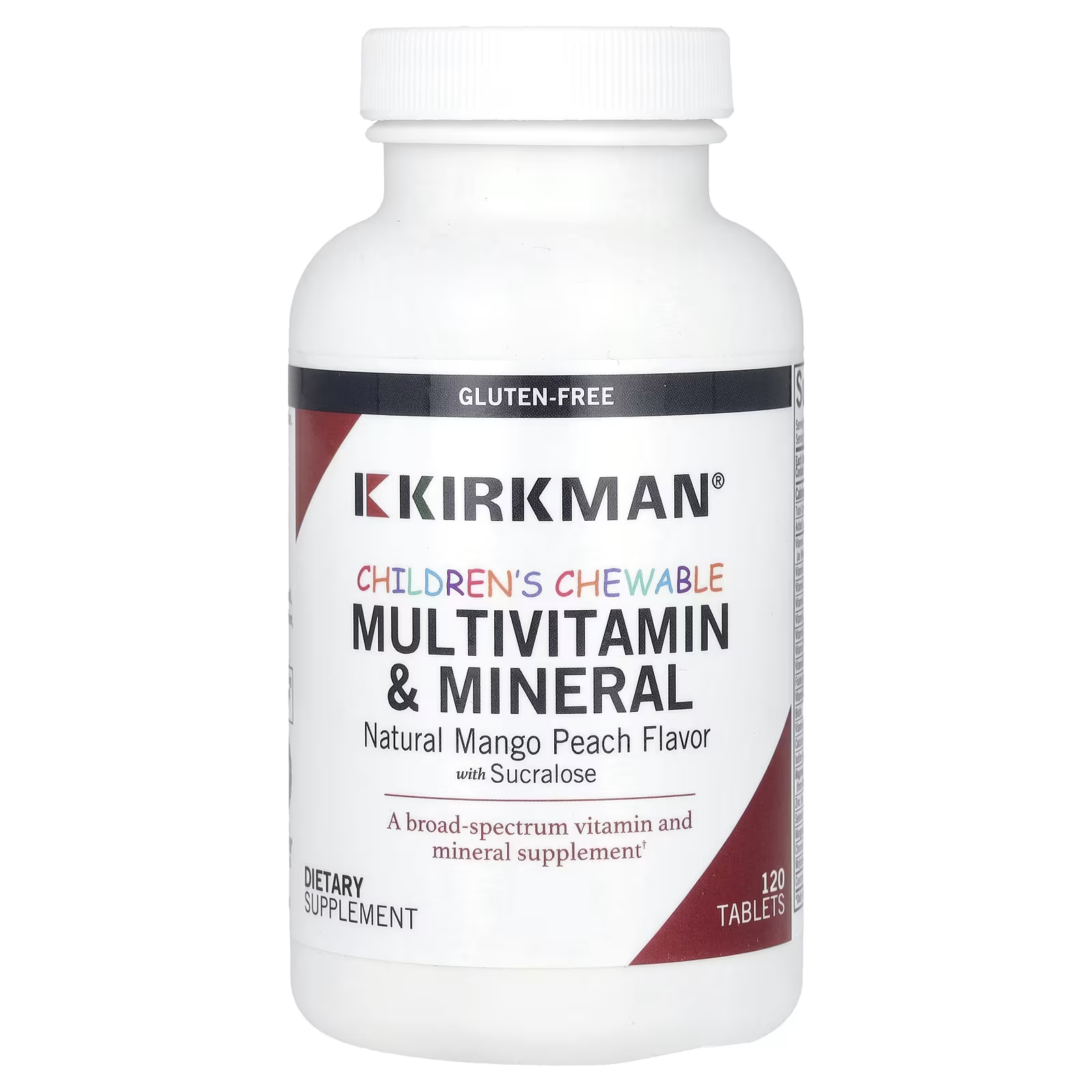 Детские жевательные мультивитамины и минералы Kirkman Labs с натуральным манго и персиком, 120 таблеток
