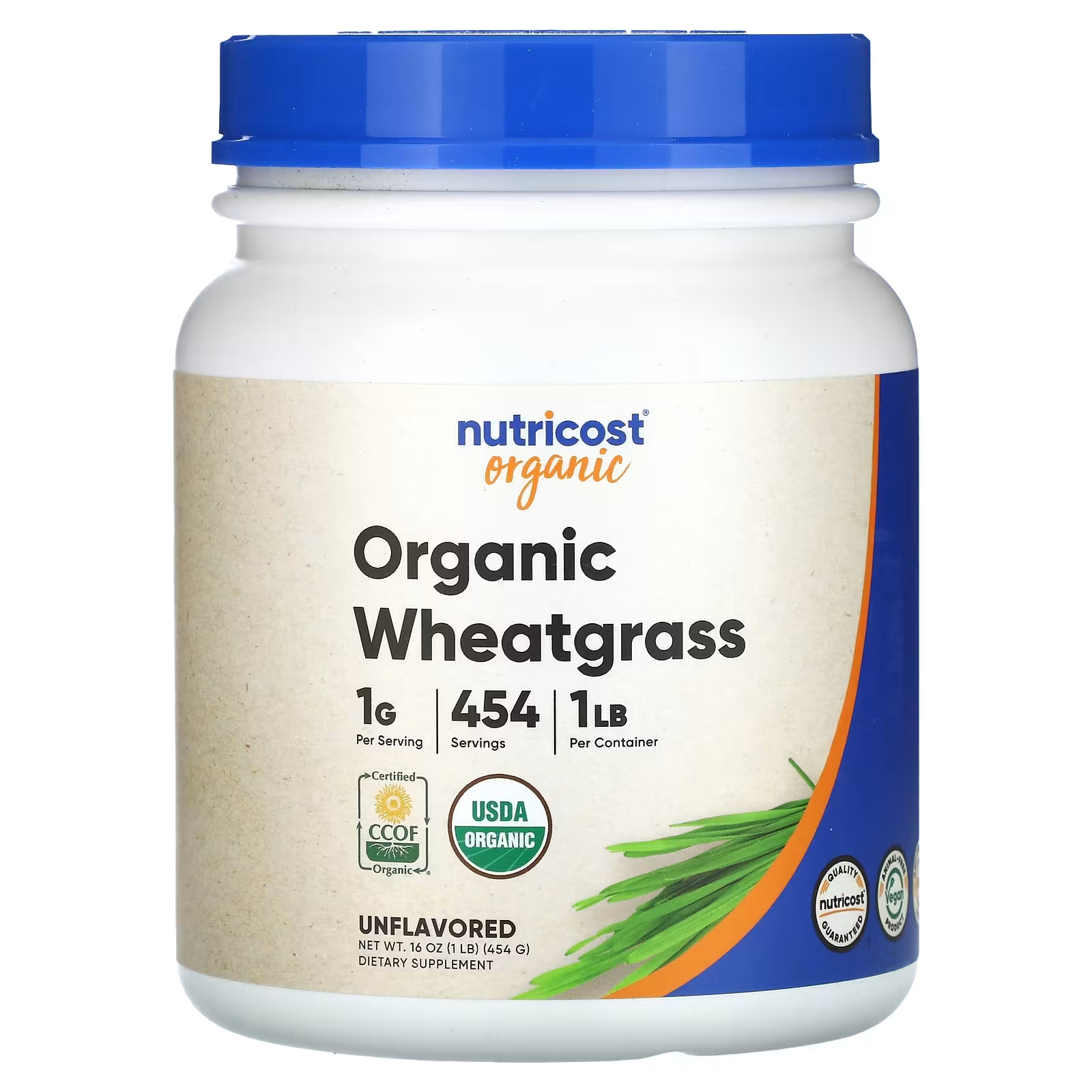 Органическая пищевая добавка ростков пшеницы Nutricost, 454 г