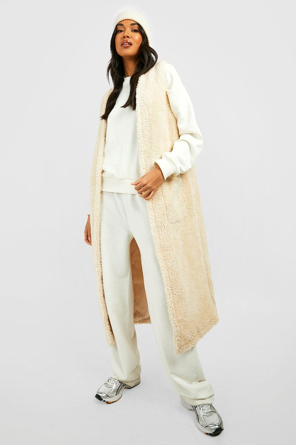 

Длинный жилет борг Boohoo, кремовый