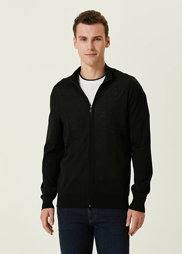 

Черный шерстяной трикотажный кардиган Zegna