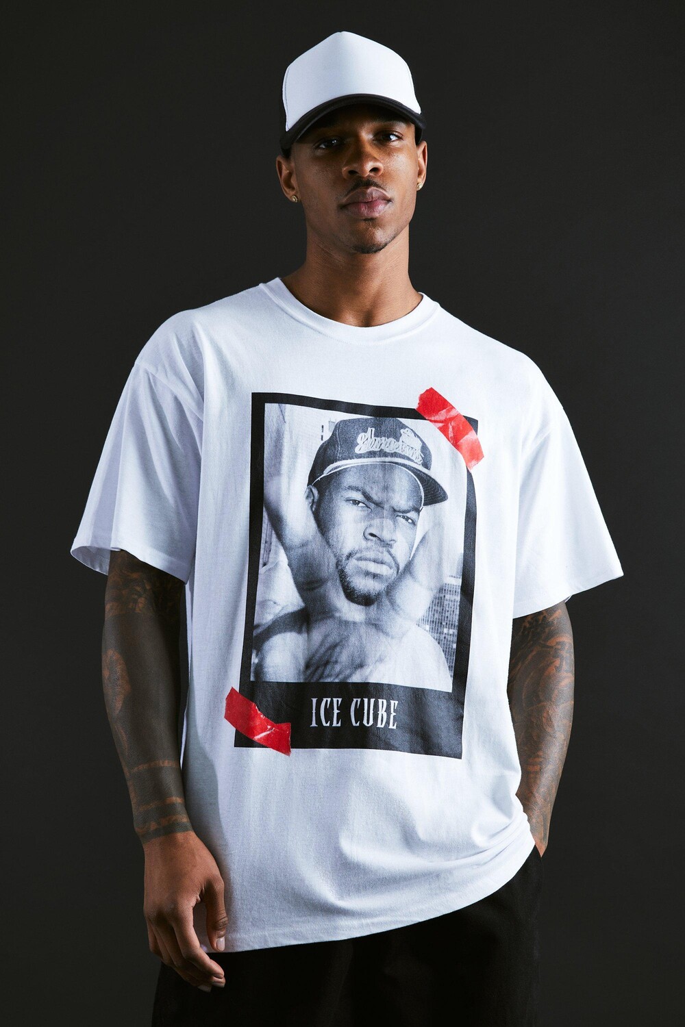 

Футболка оверсайз ice cube license Boohoo, белый