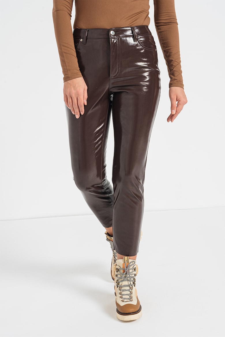 Лакированные брюки Brenda с высокой талией Vero Moda, коричневый