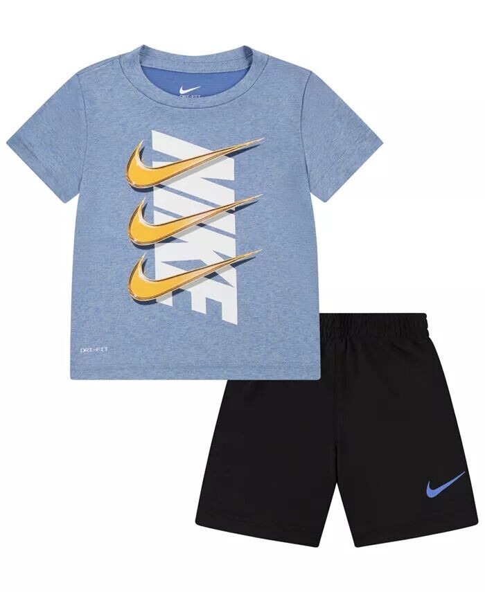 

Короткий комплект Dri-FIT Dropset для мальчиков для малышей Nike, синий