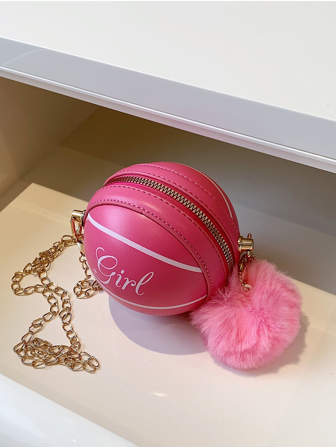 цена Легкая деловая повседневная мини-неоново-розовая баскетбольная дизайнерская круглая сумка с подвеской для девочек-подростков, многоцветный