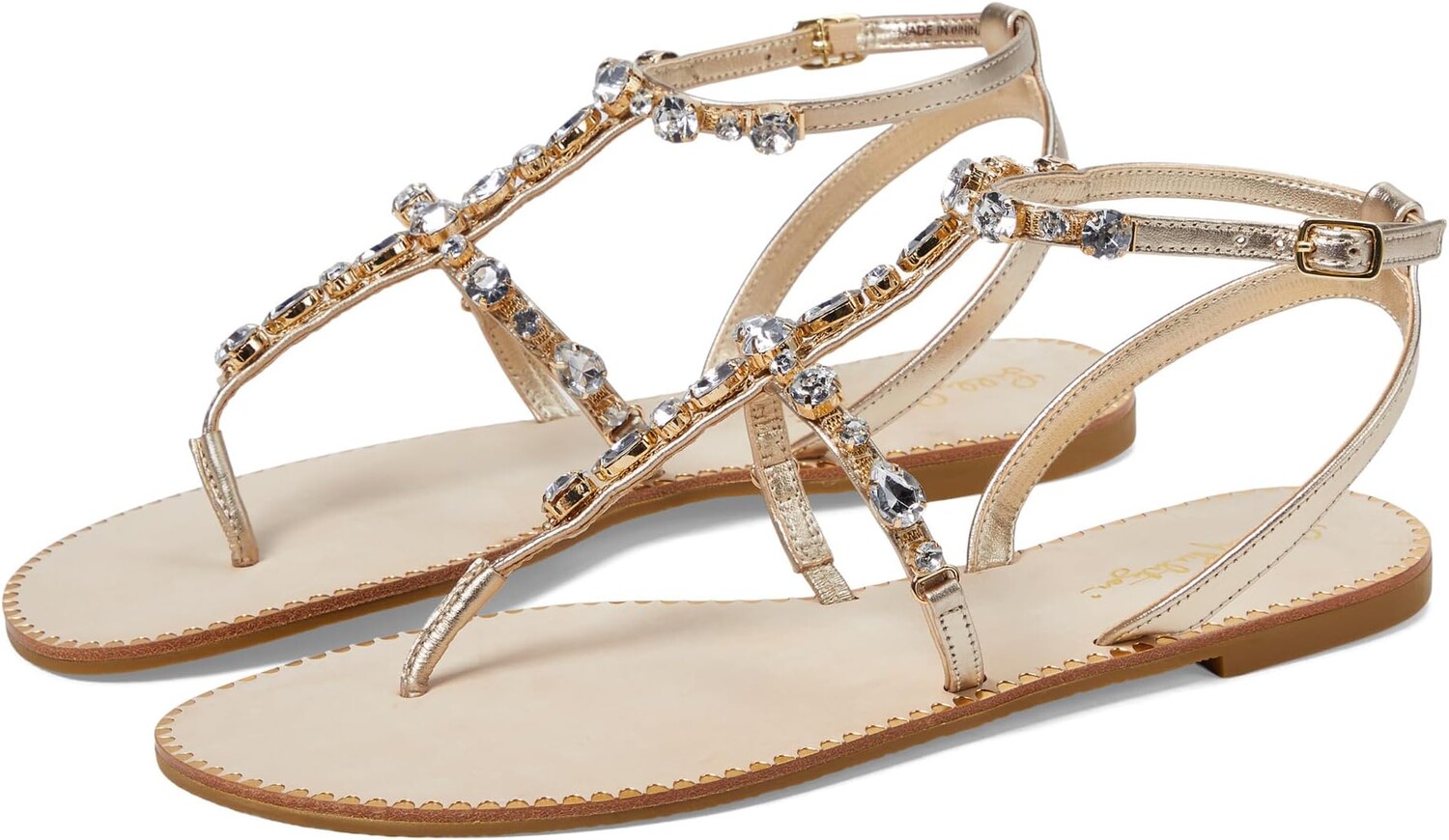 

Сандалии на плоской подошве Abbi Sandals Lilly Pulitzer, цвет Gold Metallic