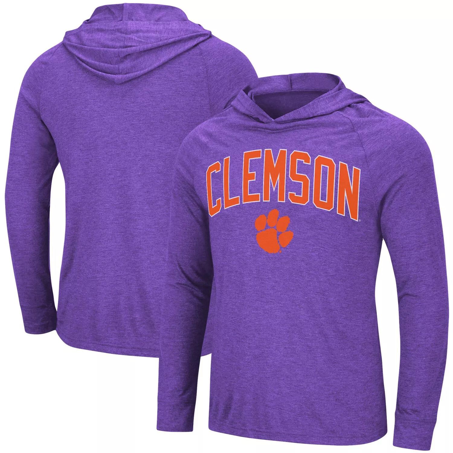 цена Мужская фиолетовая футболка с капюшоном Clemson Tigers Big & Tall Wingman реглан с принтом меланжевого цвета Colosseum