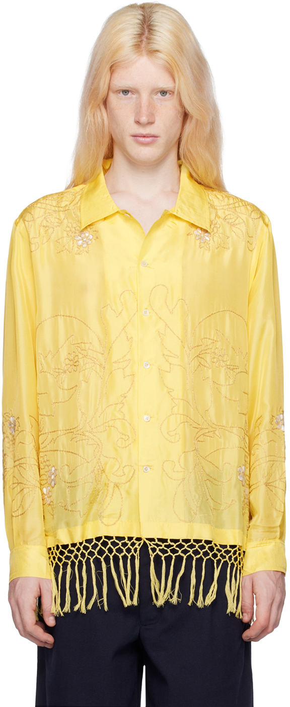 Желтая рубашка с бахромой из пакеретта Bode