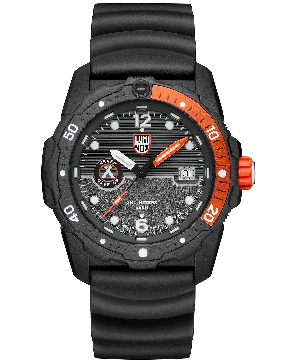 

Мужские швейцарские часы Bear Grylls Survival SEA Series Never Give Up Dive с черным резиновым ремешком, 42 мм Luminox