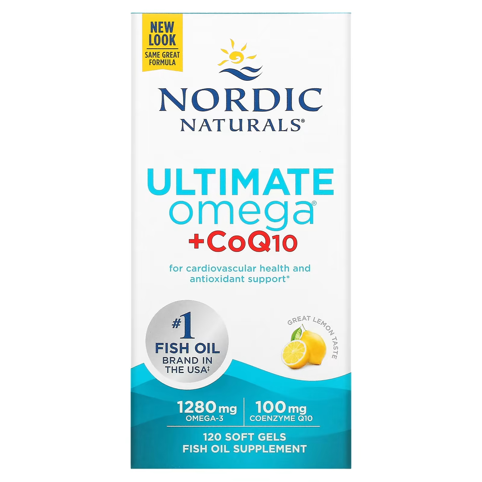 Nordic Naturals Ultimate Omega + CoQ10, лимон, 1280 мг, 120 мягких таблеток (640 мг на мягкую гель) nordic naturals omega focus 1280 мг 60 мягких таблеток 640 мг на мягкую гель