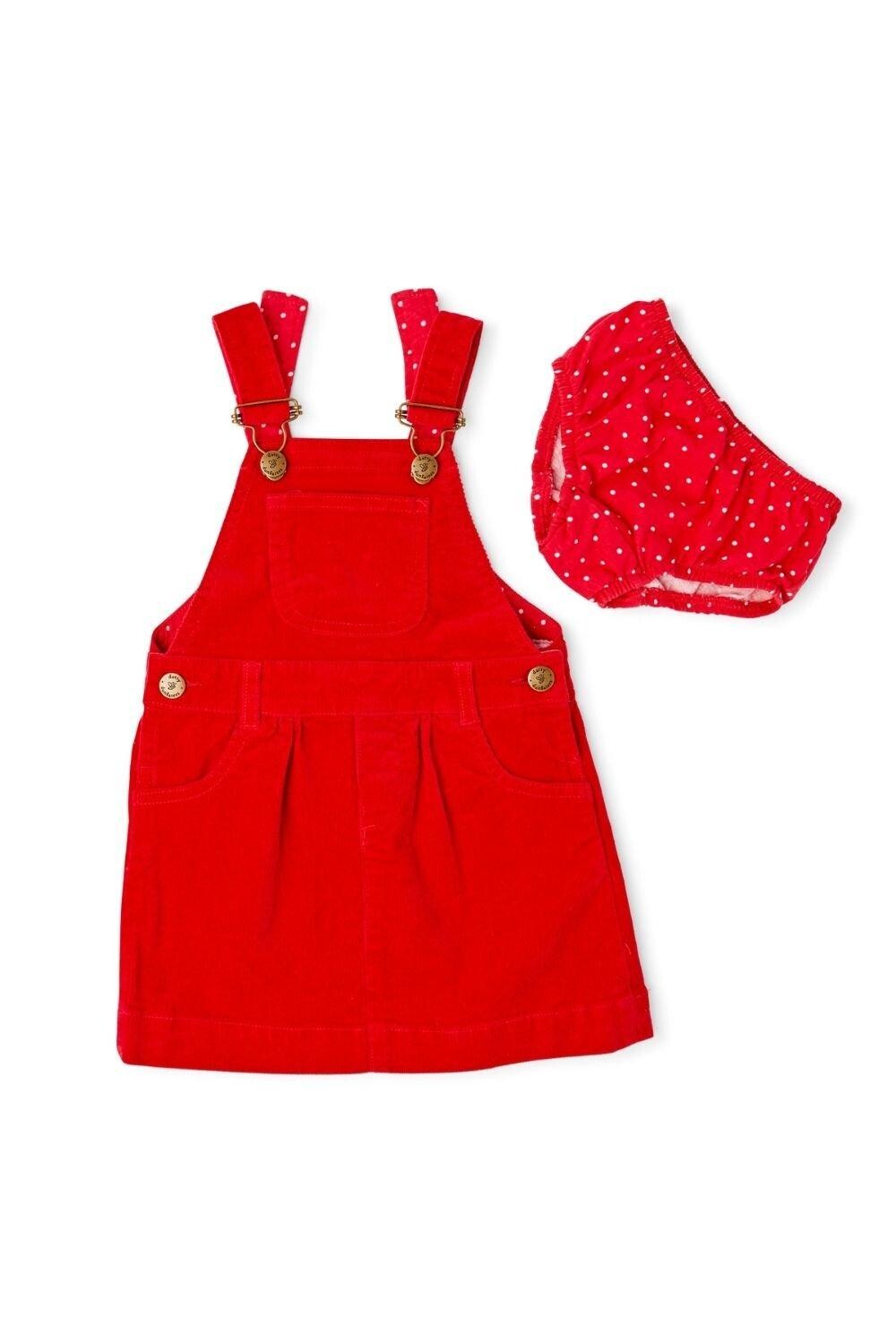 

Классический вельветовый сарафан с вышивкой Dotty Dungarees, красный