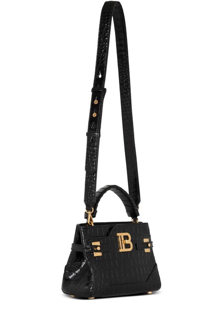 

Сумка B-Buzz Top Handle 22 из кожи с эффектом крокодила Balmain, черный