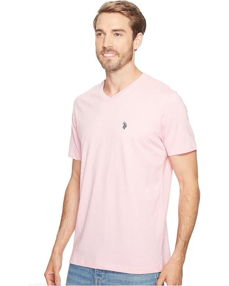 

Футболка U.S. POLO ASSN. V-Neck Tee, цвет Pink Sunset Heather