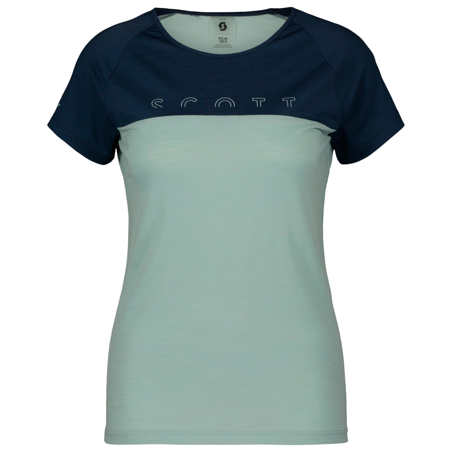 Рубашка из мериноса Scott Women's Defined Merino S/S, цвет Metal Blue/Fresh Green