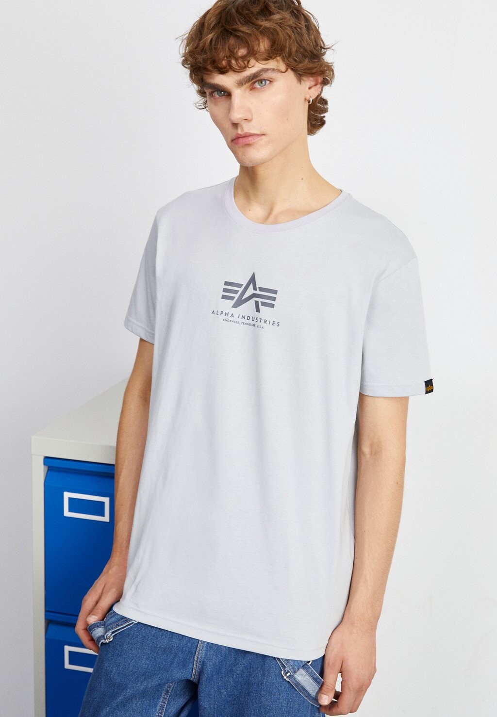 

Футболка с принтом Alpha Industries, цвет pastel grey