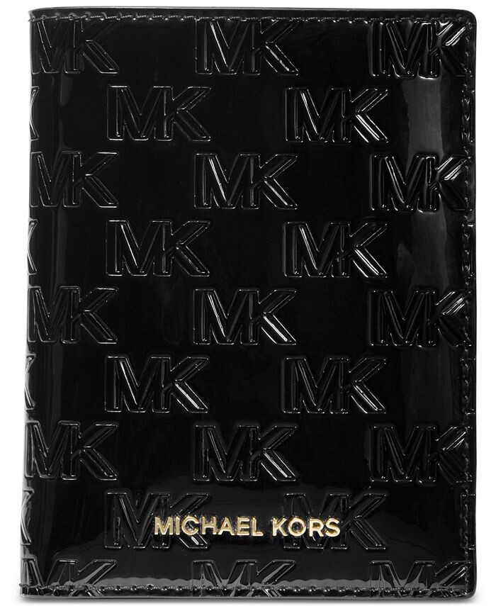 

Кошелек для паспорта среднего размера с тиснением логотипа Michael Kors, черный