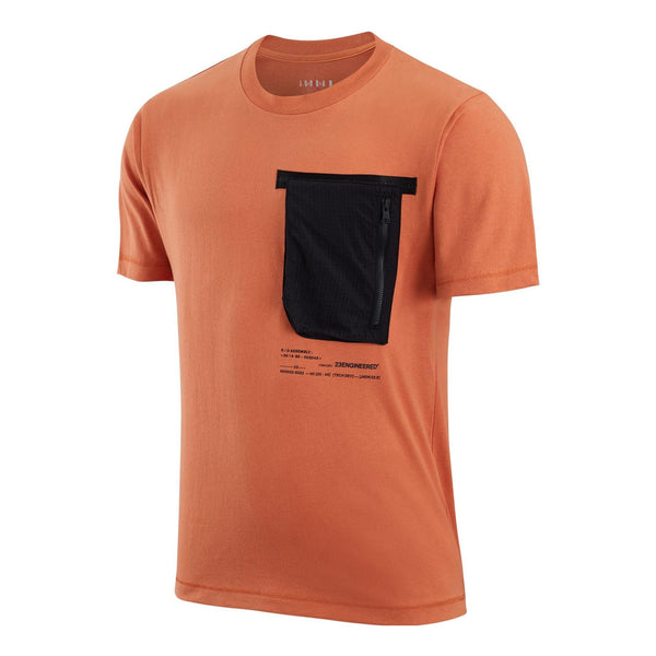 Футболка Men's Air Jordan 23 Engineered Contrasting Colors Pocket Round Neck Casual Short Sleeve Orange Black, мультиколор