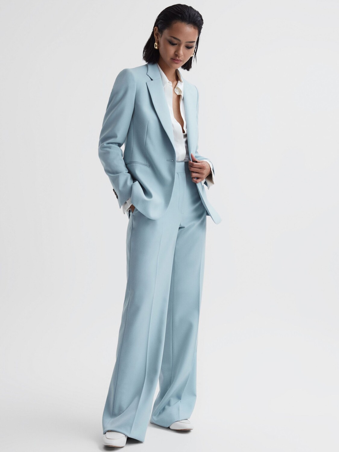 

Блейзер Reiss Clara из смесовой шерсти, синий