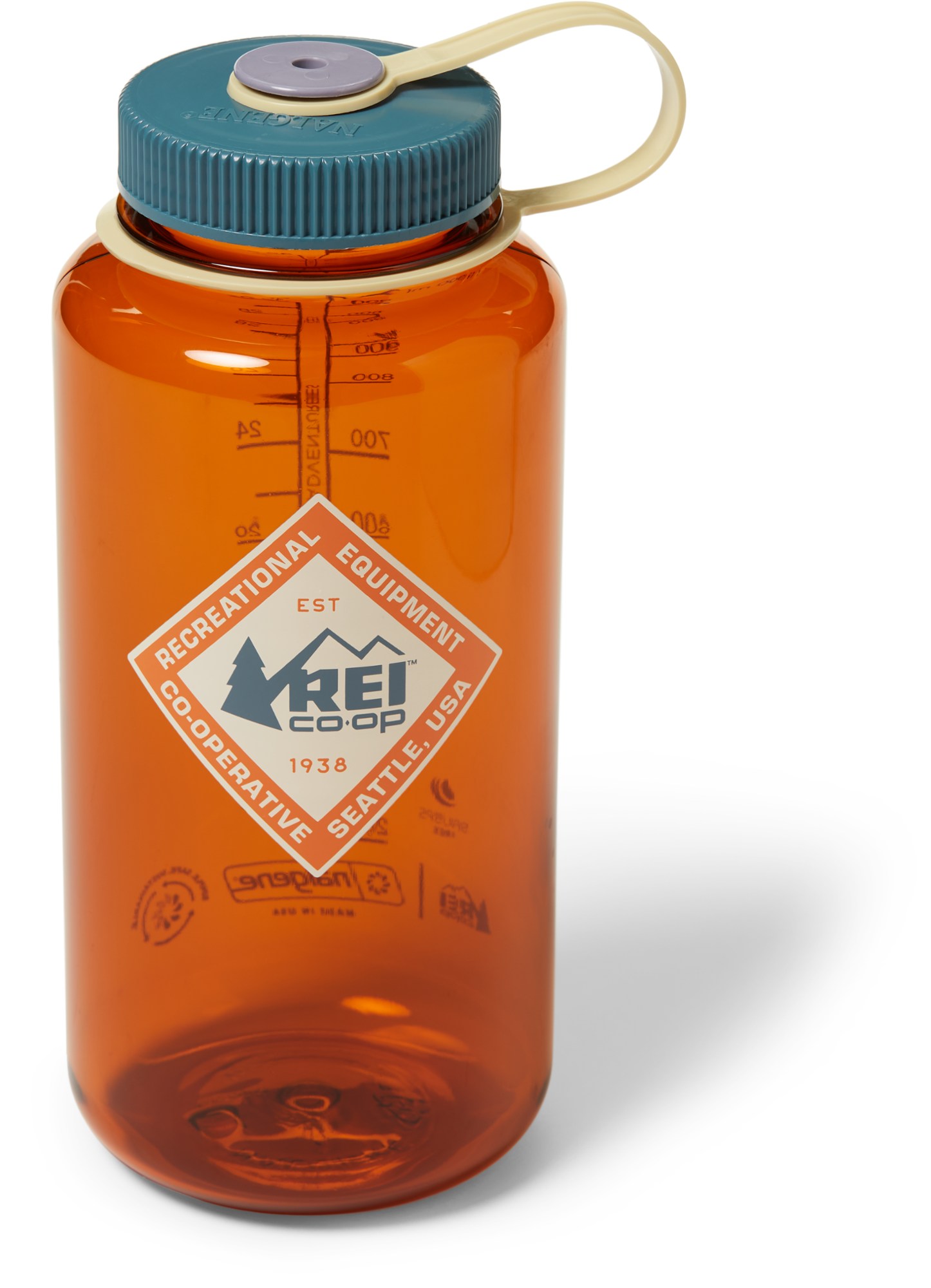 Бутылка для воды Nalgene Sustain Graphic с широким горлышком - 32 эт. унция REI Co-op, оранжевый