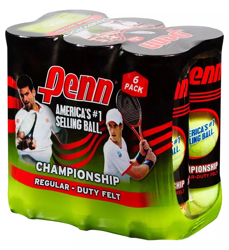 Теннисные мячи Penn Championship для обычных условий, упаковка из 6 шт.