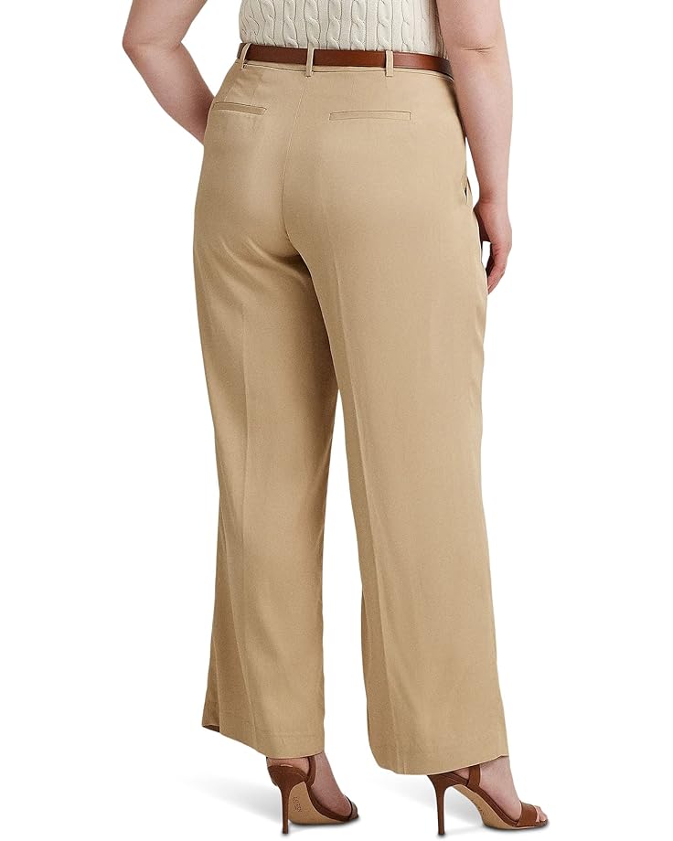 Брюки LAUREN Ralph Lauren Plus Size Pleated Twill Wide-Leg Pants, цвет Birch Tan plus size velvet pleated jogger pants