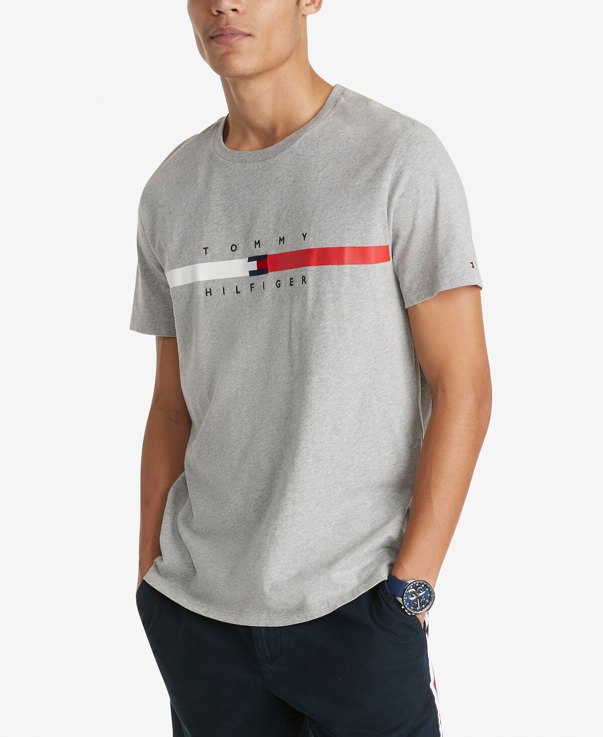 

Мужская футболка в полоску с флагом Big & Tall Tommy Hilfiger