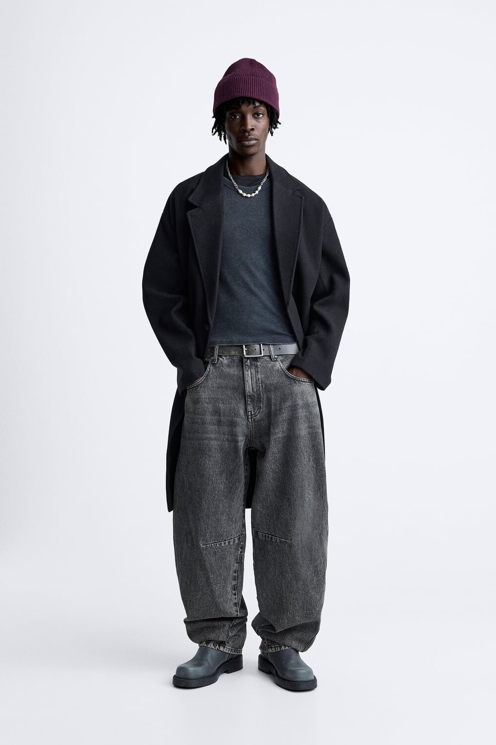 

Пальто оверсайз ZARA, черный