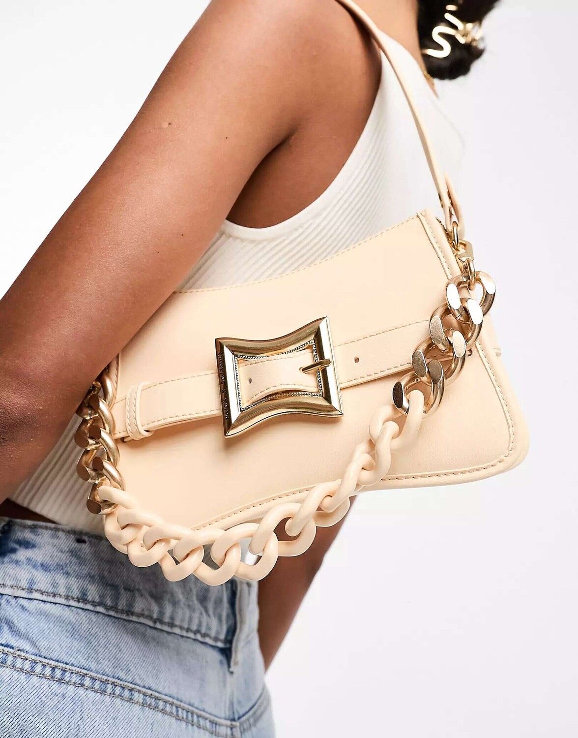 

Бежевая сумка с верхней ручкой Charles & Keith Xanthe