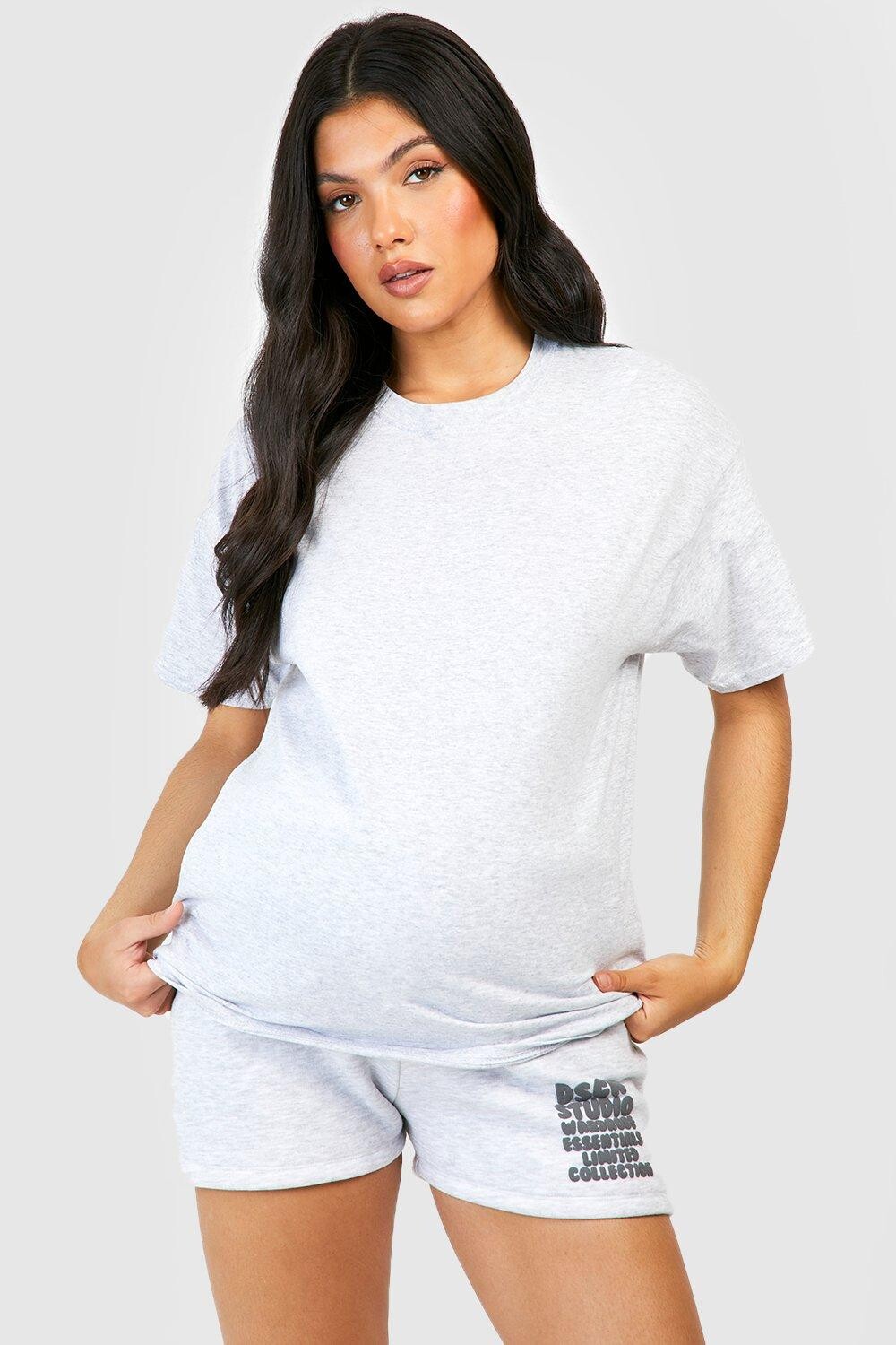 

Хлопковая футболка для беременной Boohoo, серый