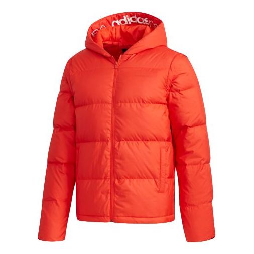 

Пуховик adidas neo Sports hooded Detachable Long Sleeves Down Jacket Orange Red, красный