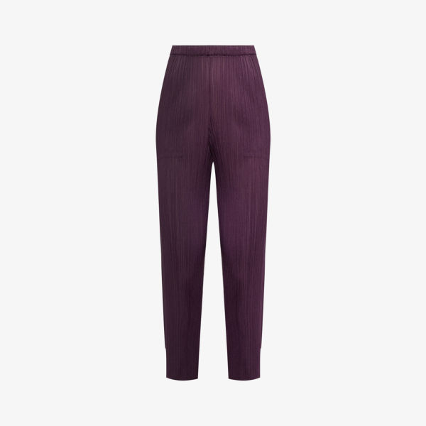Трикотажные брюки прямого кроя со складками и средней посадкой Pleats Please Issey Miyake, фиолетовый
