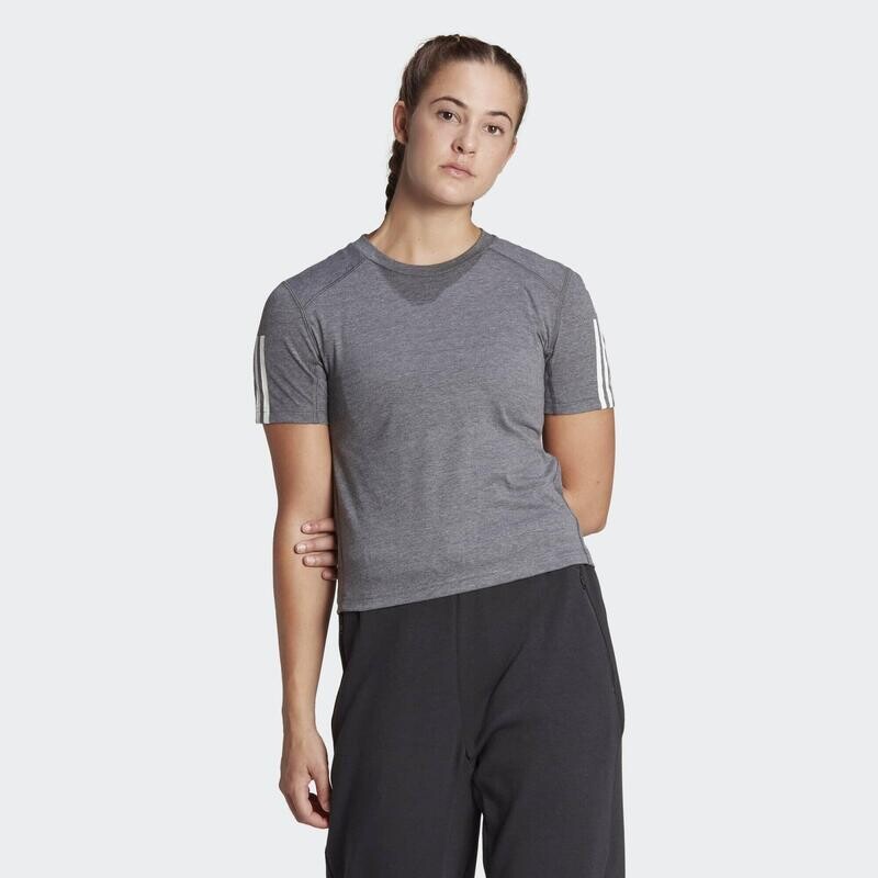 

Хлопковая укороченная футболка с 3 полосками Train Essentials ADIDAS, цвет grau
