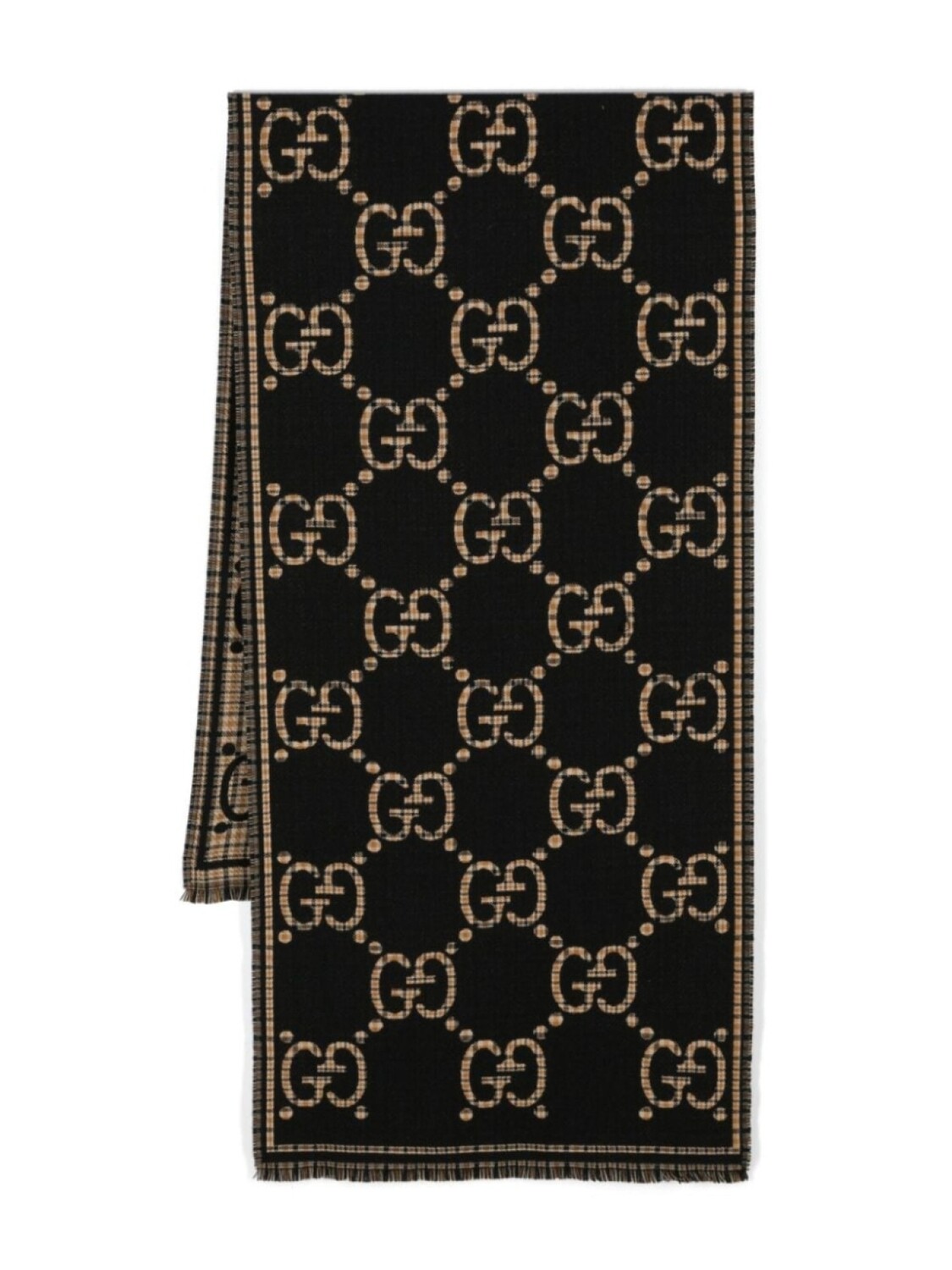 

Gucci шерстяной шарф с логотипом GG, черный