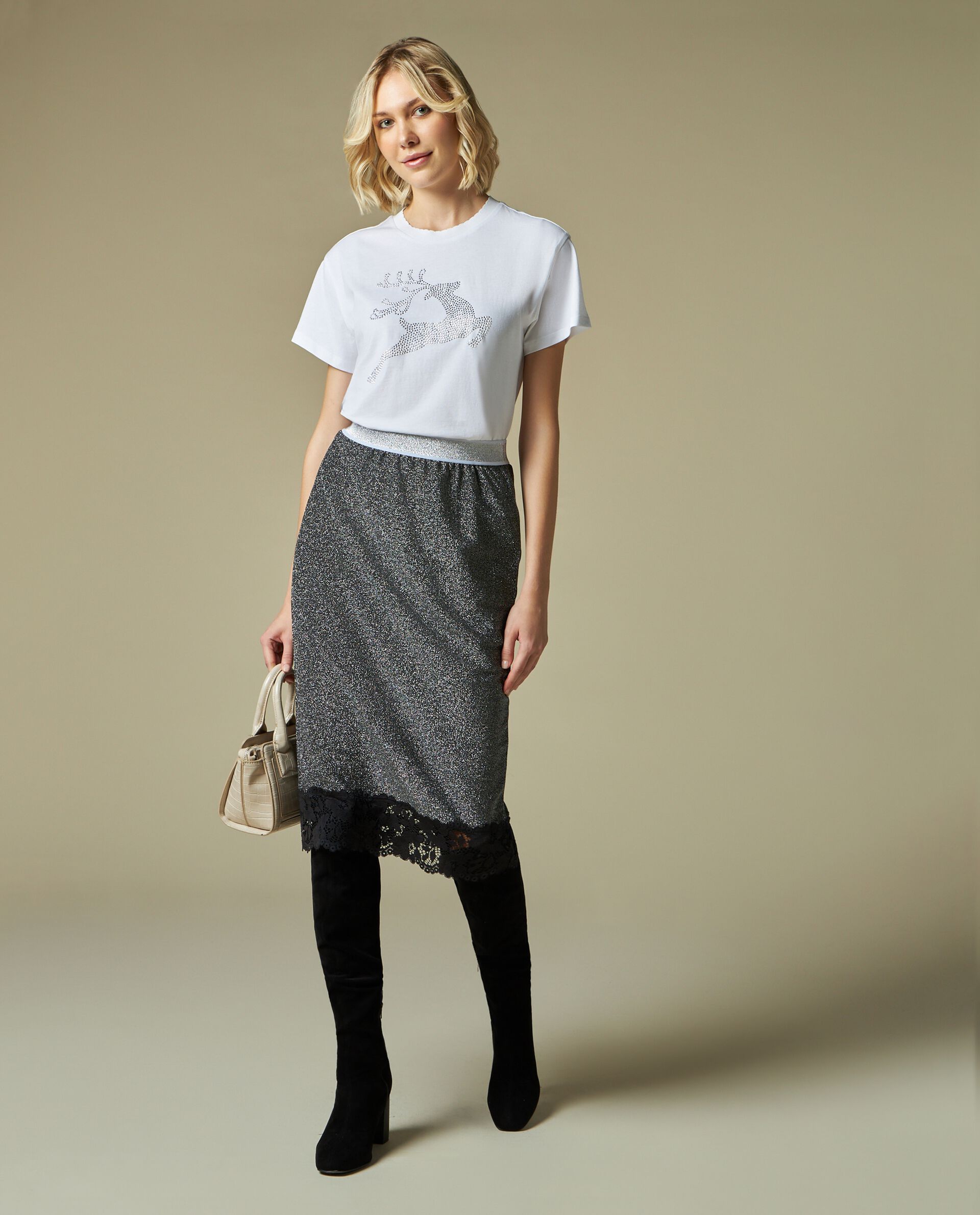 Женская юбка с люрексовой нитью NICE&CHIC, черный цена и фото