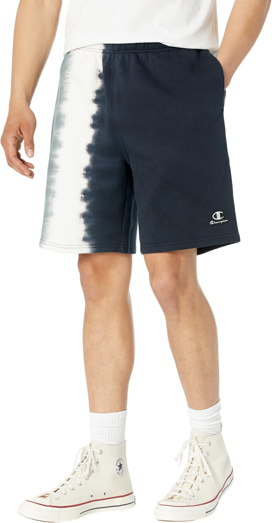 Классические флисовые шорты 8 дюймов в вертикальную полоску Champion, цвет Vertical Stripe Dye Black