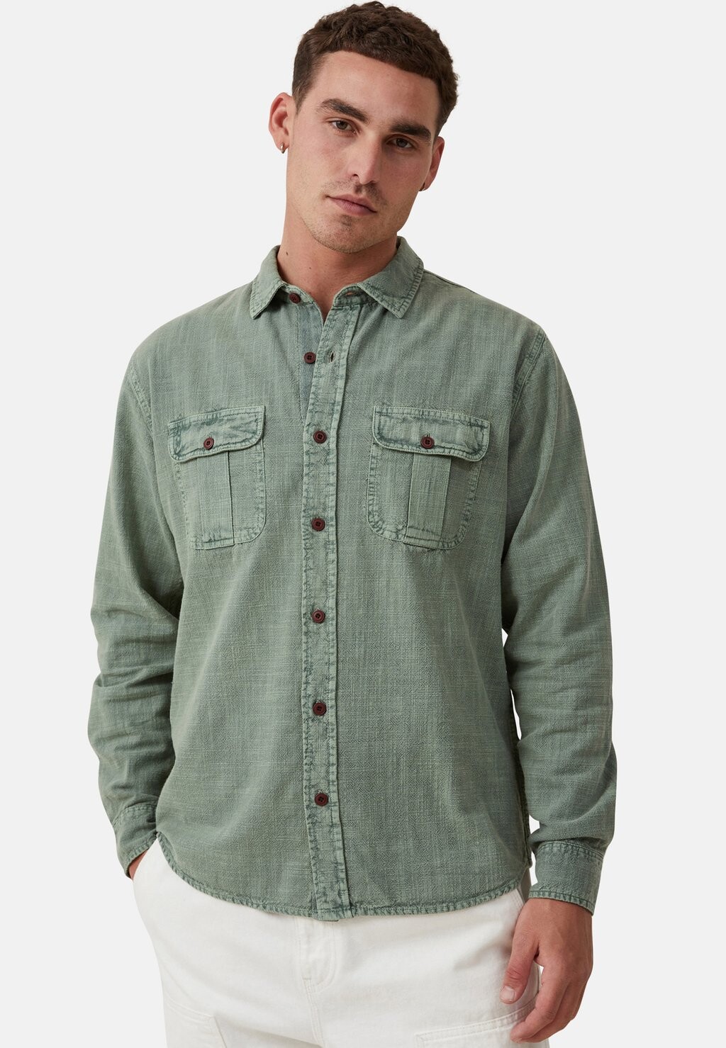

Рубашка Point Long Sleeve Cotton On, цвет washed military
