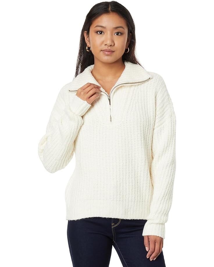

Свитер Lilla P Ribbed 1/2 Zip, слоновая кость