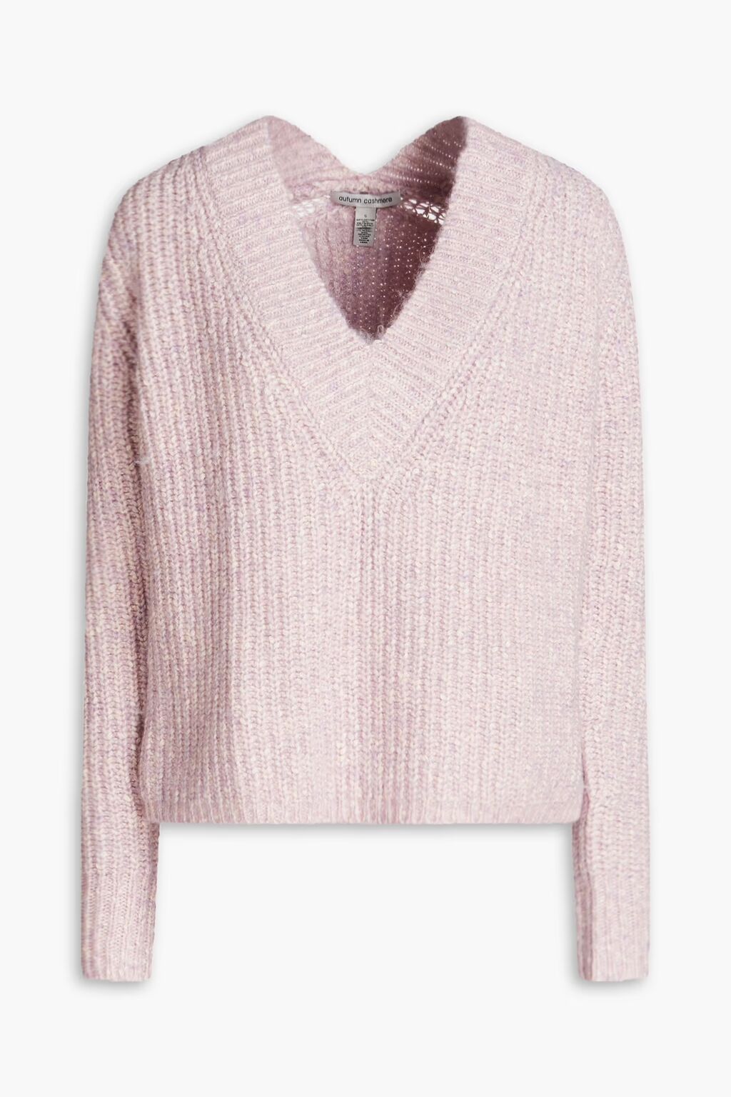 

Твидовый свитер в рубчик из смесового хлопка Autumn Cashmere, сирень