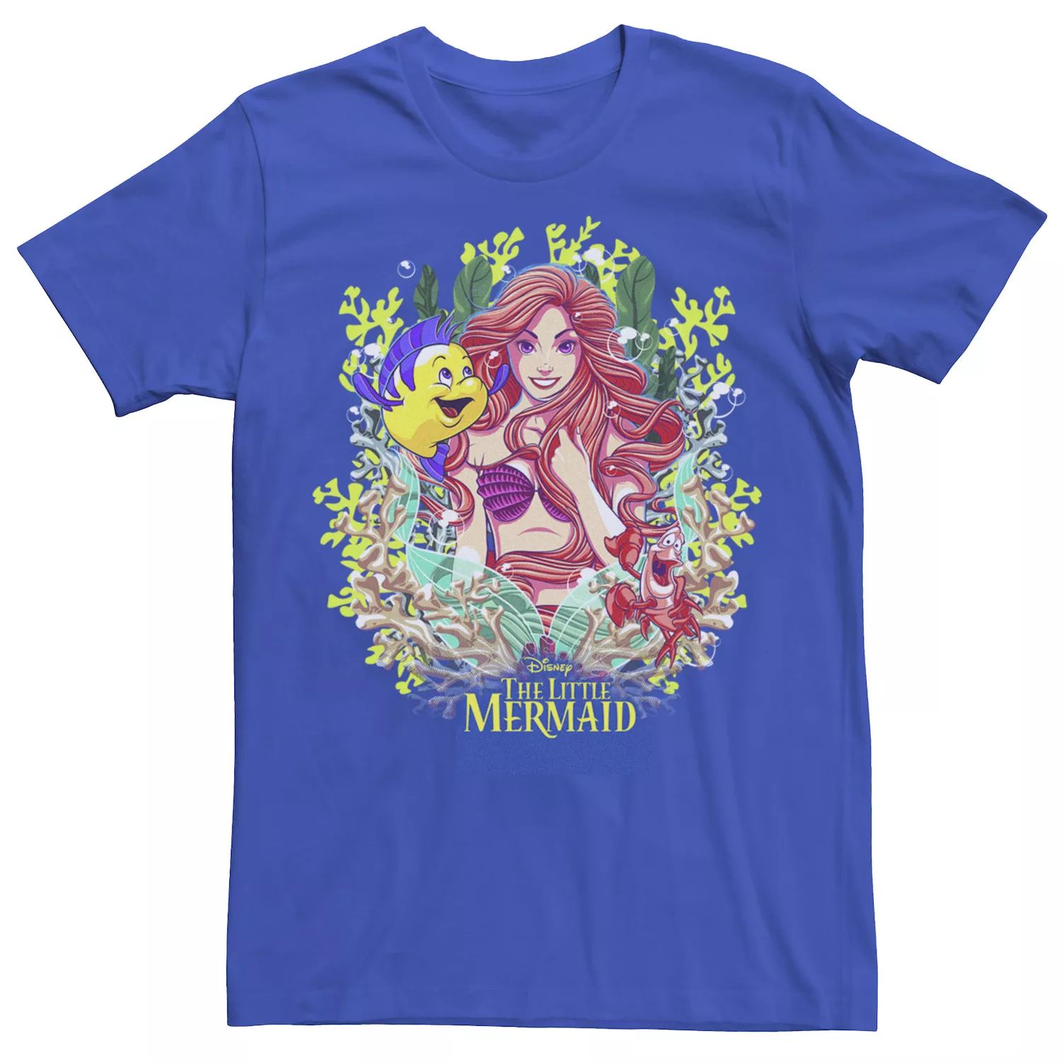Мужская футболка с цветочным принтом The Little Mermaid Ariel & Flounder Disney