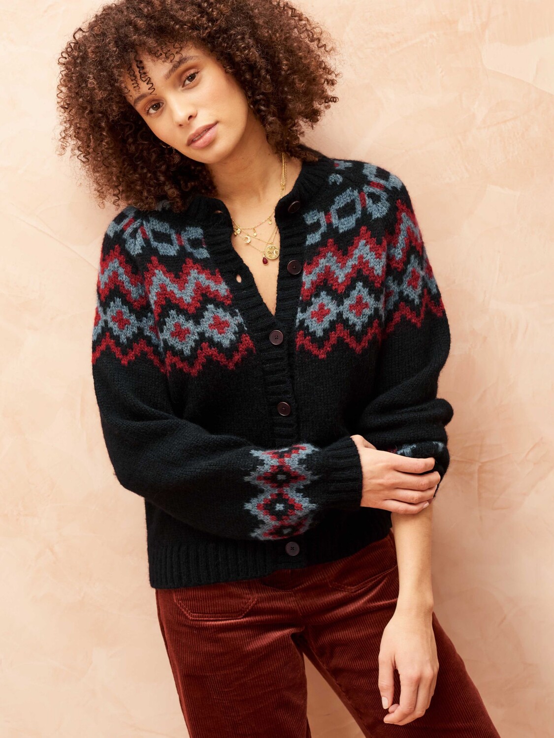 

Кардиган Fairisle из смесовой шерсти Brora, черный/мульти