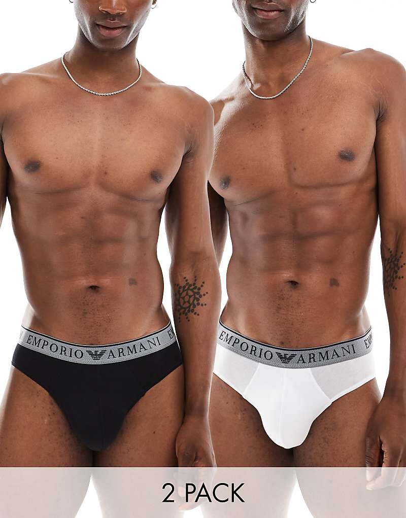 

Emporio Armani – Боди – Комплект из 2 трусов черного и белого цвета на резинке с логотипом