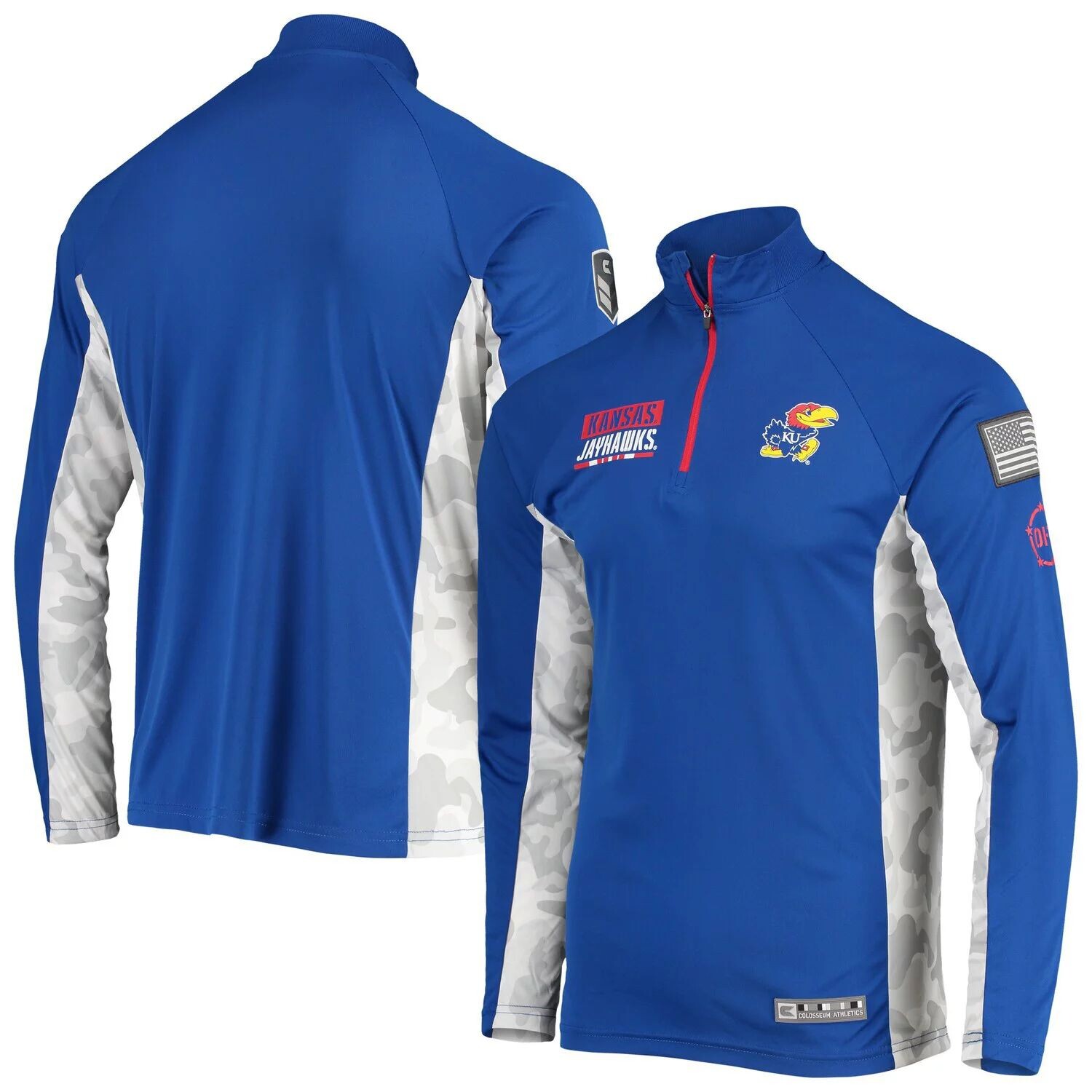 

Мужская куртка реглан с молнией 1/4 Royal Kansas Jayhawks OHT Military Appreciation Snow Cruise Colosseum