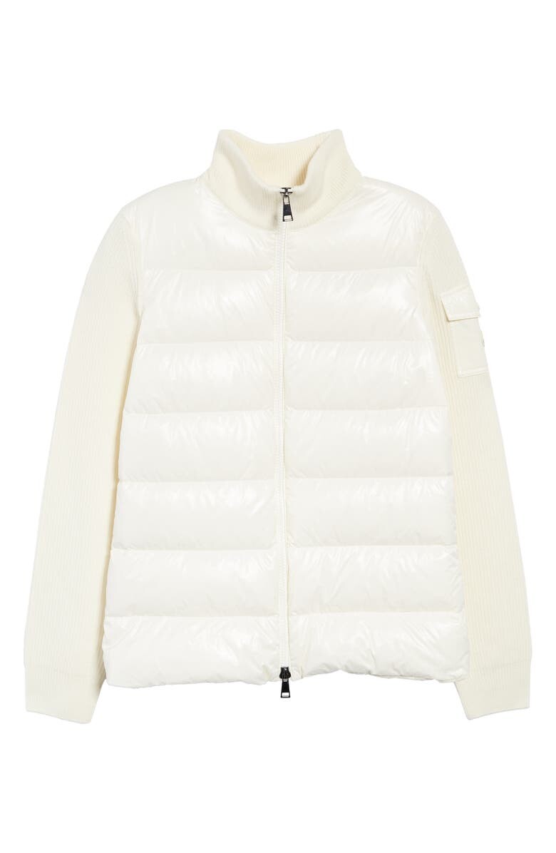 

Короткий кардиган из стеганого пуха и шерсти MONCLER, белый
