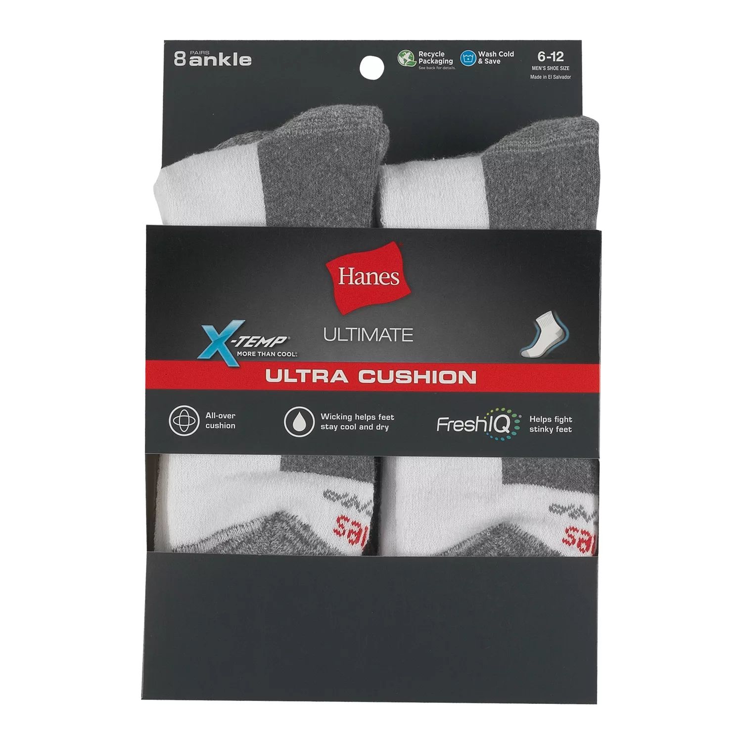 

Мужские носки до щиколотки Hanes Ultimate (8 шт.) X-Temp Ultra Cushion