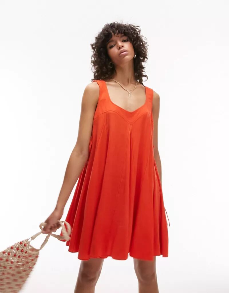 Оранжевое стеганое платье мини Topshop