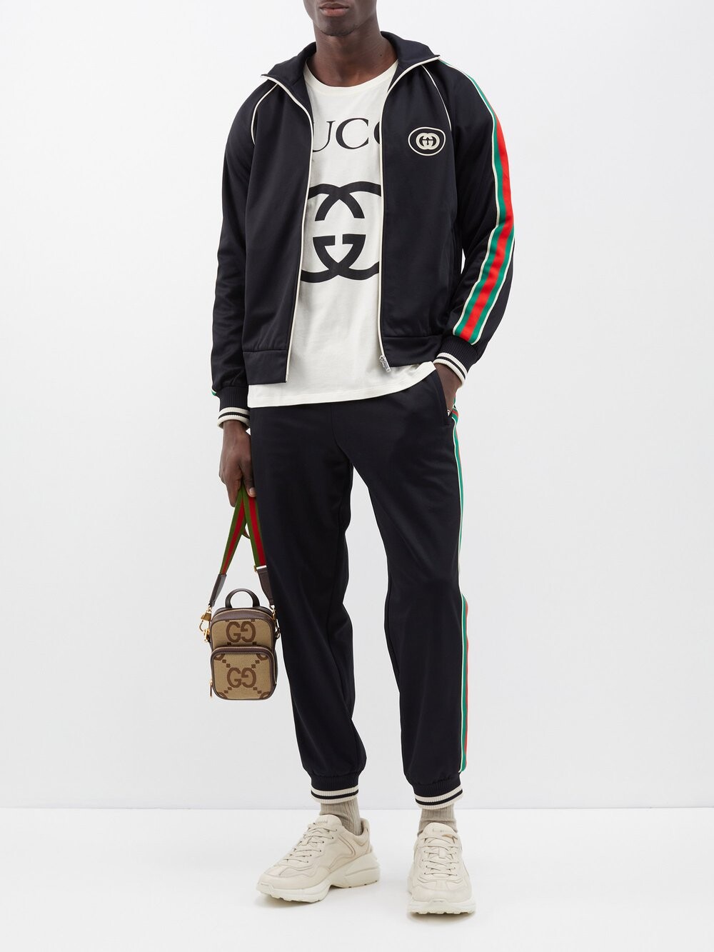 

Спортивные брюки из джерси с полосками web Gucci, черный