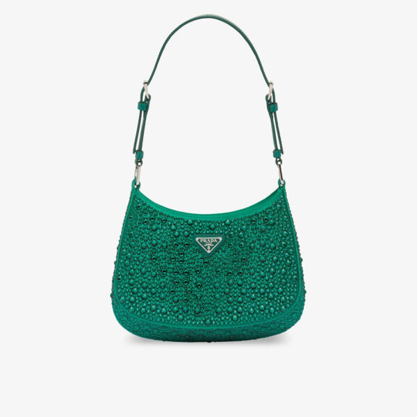 

Атласная сумка на плечо Cleo, украшенная кристаллами Prada, зеленый
